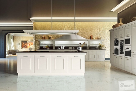 Белая Дизайнерская кухня в итальянском стиле с порталом купить по лучшим ценам