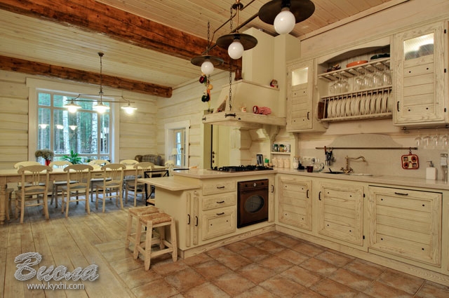 Белая кухня Шале из натурального дерева купить по лучшим ценам