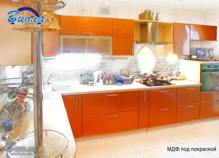кухня МДФ с барной стойкой
