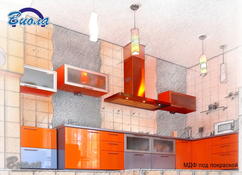 угловая кухня из МДФ под покраской