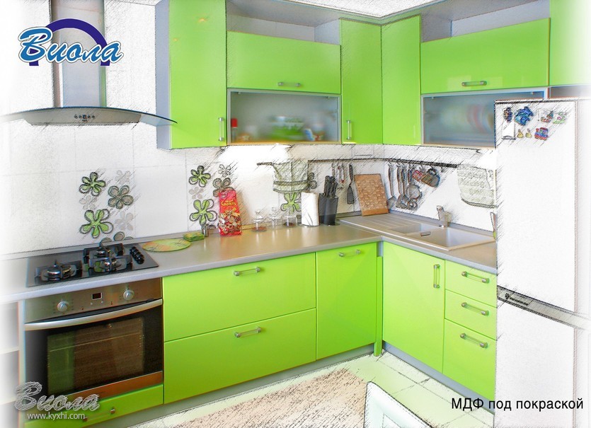 фото кухни из крашенного МДФ - радиусная кухня купить по лучшим ценам