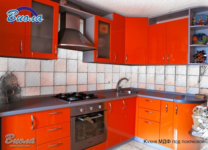 блочная кухня из крашенного МДФ