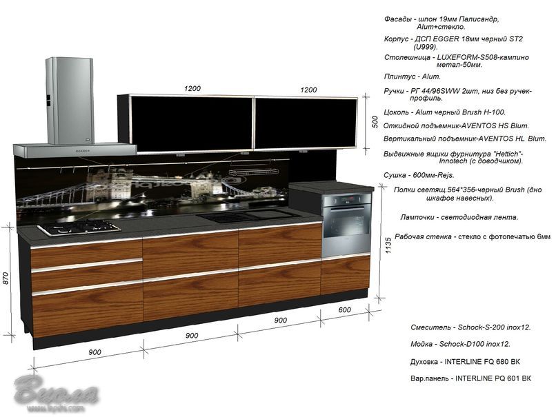 Планировка кухни с глянцевыми фасадами