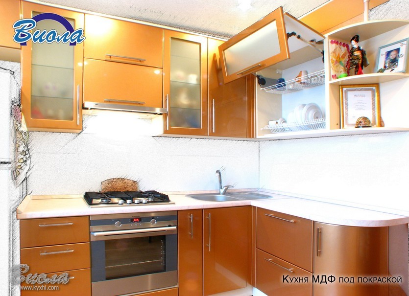 красный цвет кухни из МДФ 