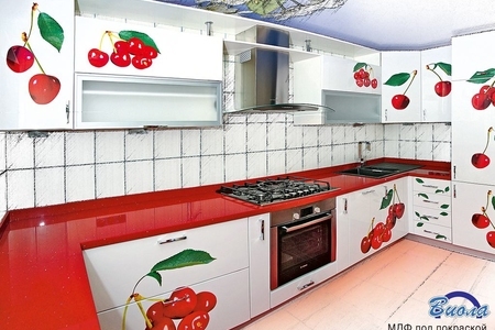 Полноцветная фотопечать на кухне с фасадами из МДФ купить по лучшим ценам